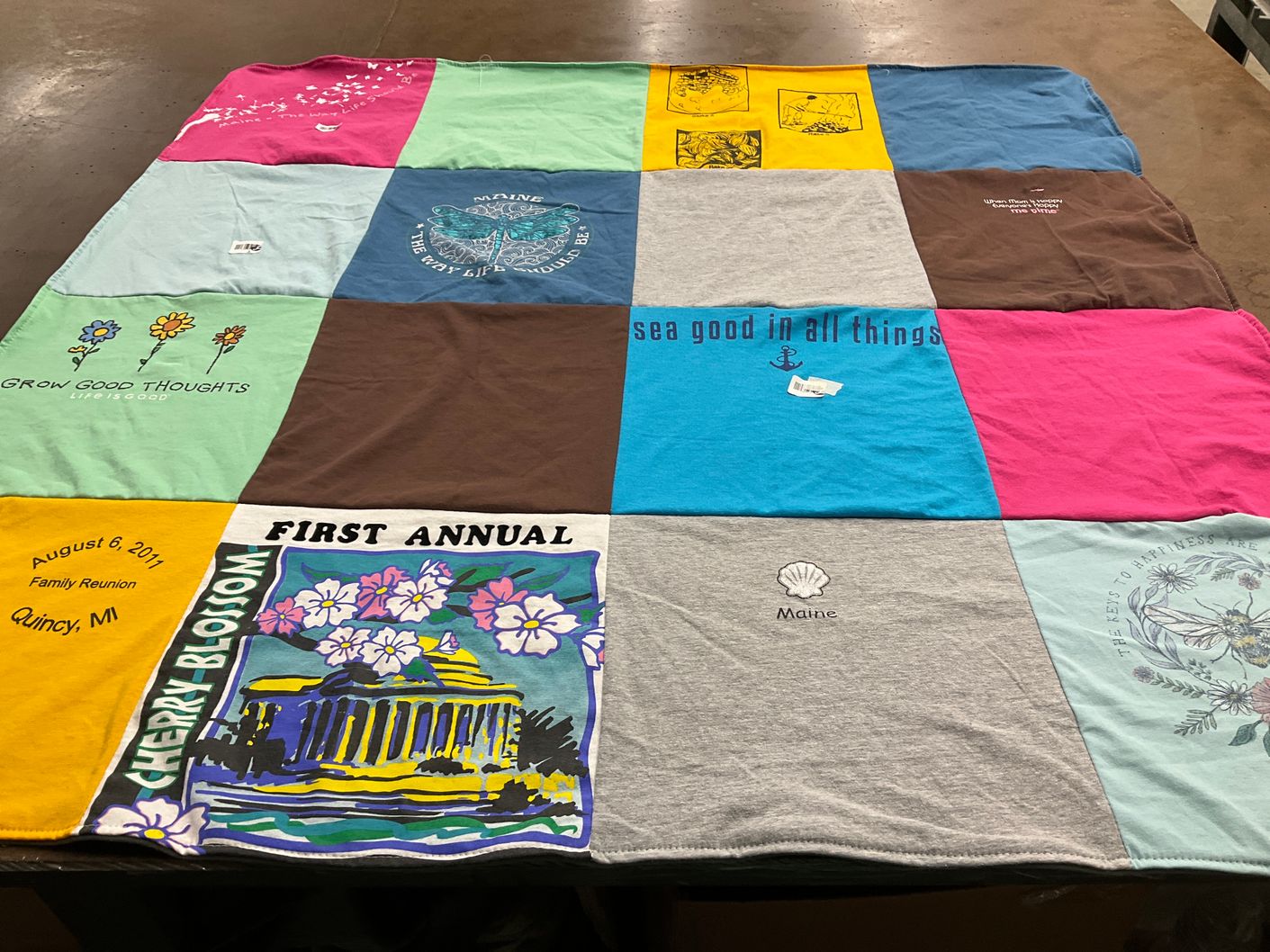 T-shirt quilt with nature, family reunions themes by Maryann from MA