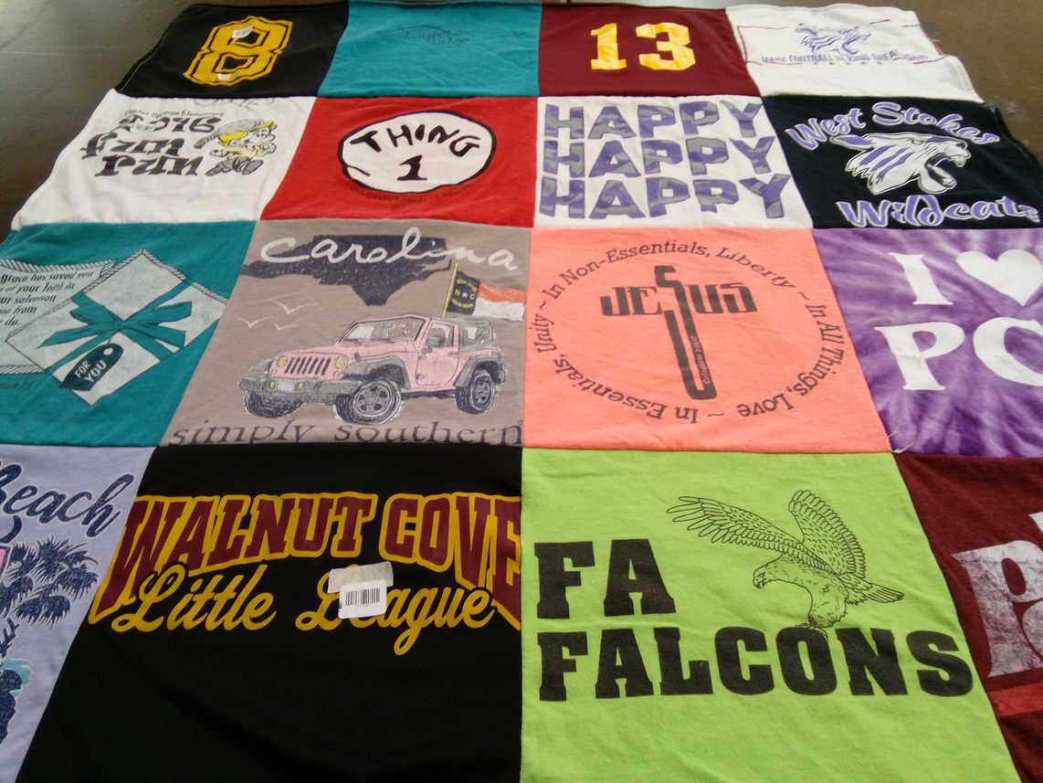 T-shirt quilt featuring falcons by Tabitha from NC