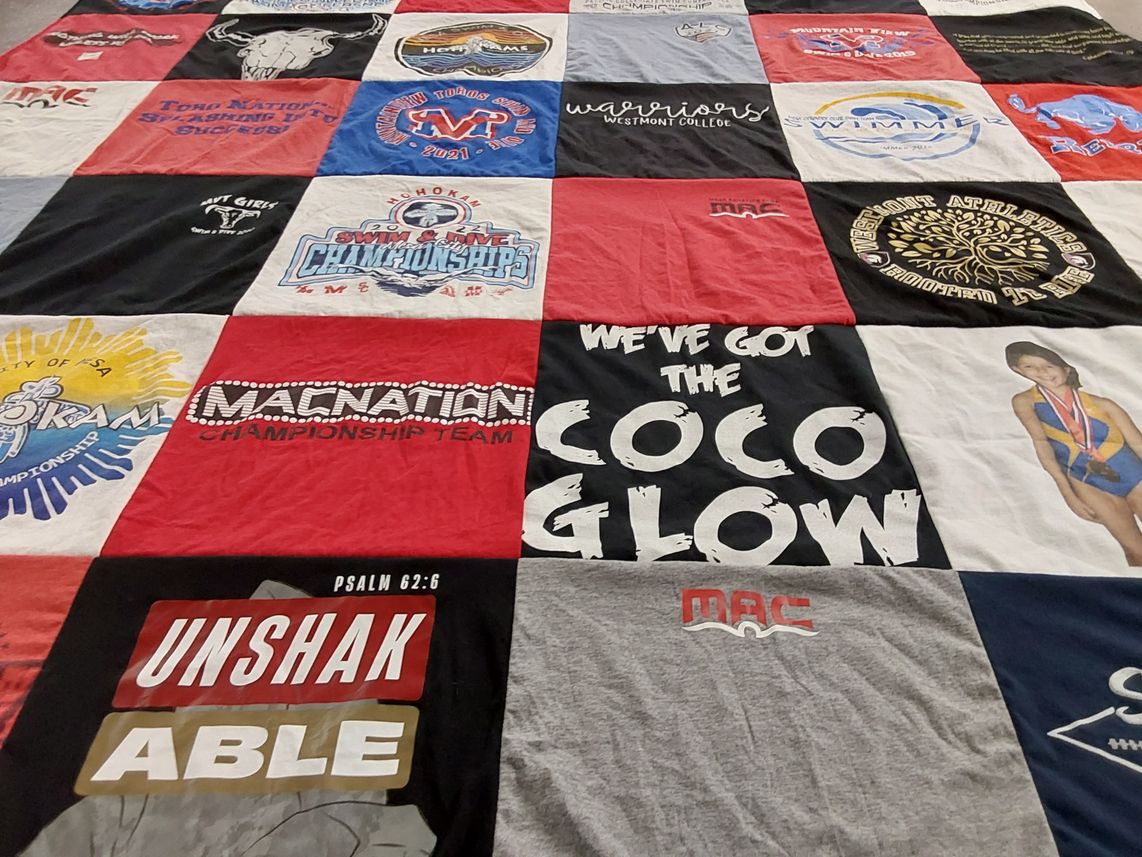 T-shirt quilt from westmont college by Sandy from AZ