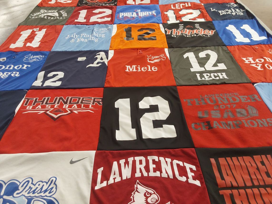 T-shirt quilt featuring lawrence thunder baseball by Jill from NJ