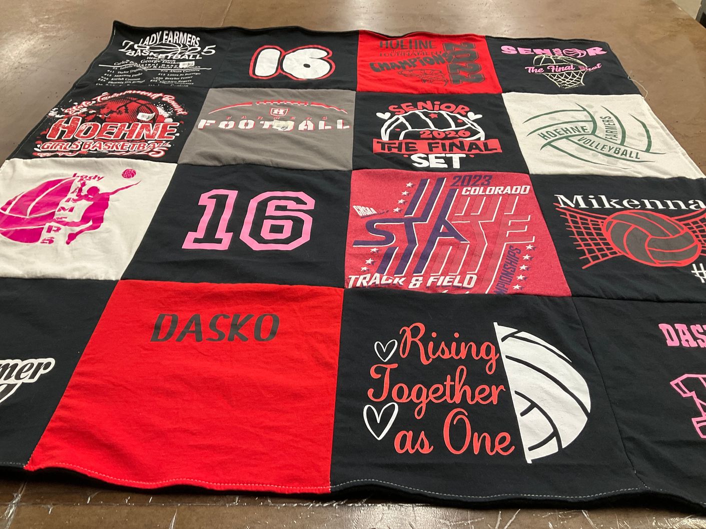T-shirt quilt featuring hoehne girls basketball, hoehne volleyball by Shona from CO