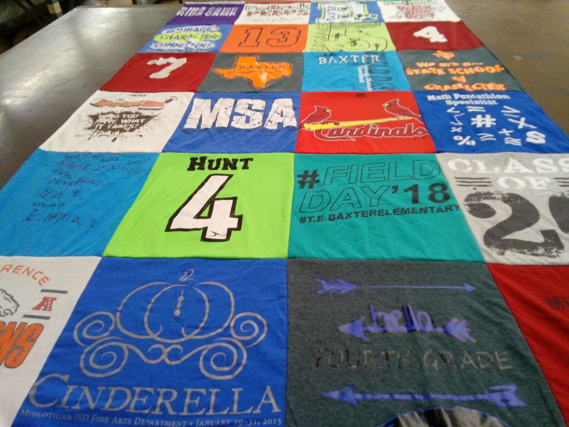 T-shirt quilt from te baxter elementary by Jessica from TX