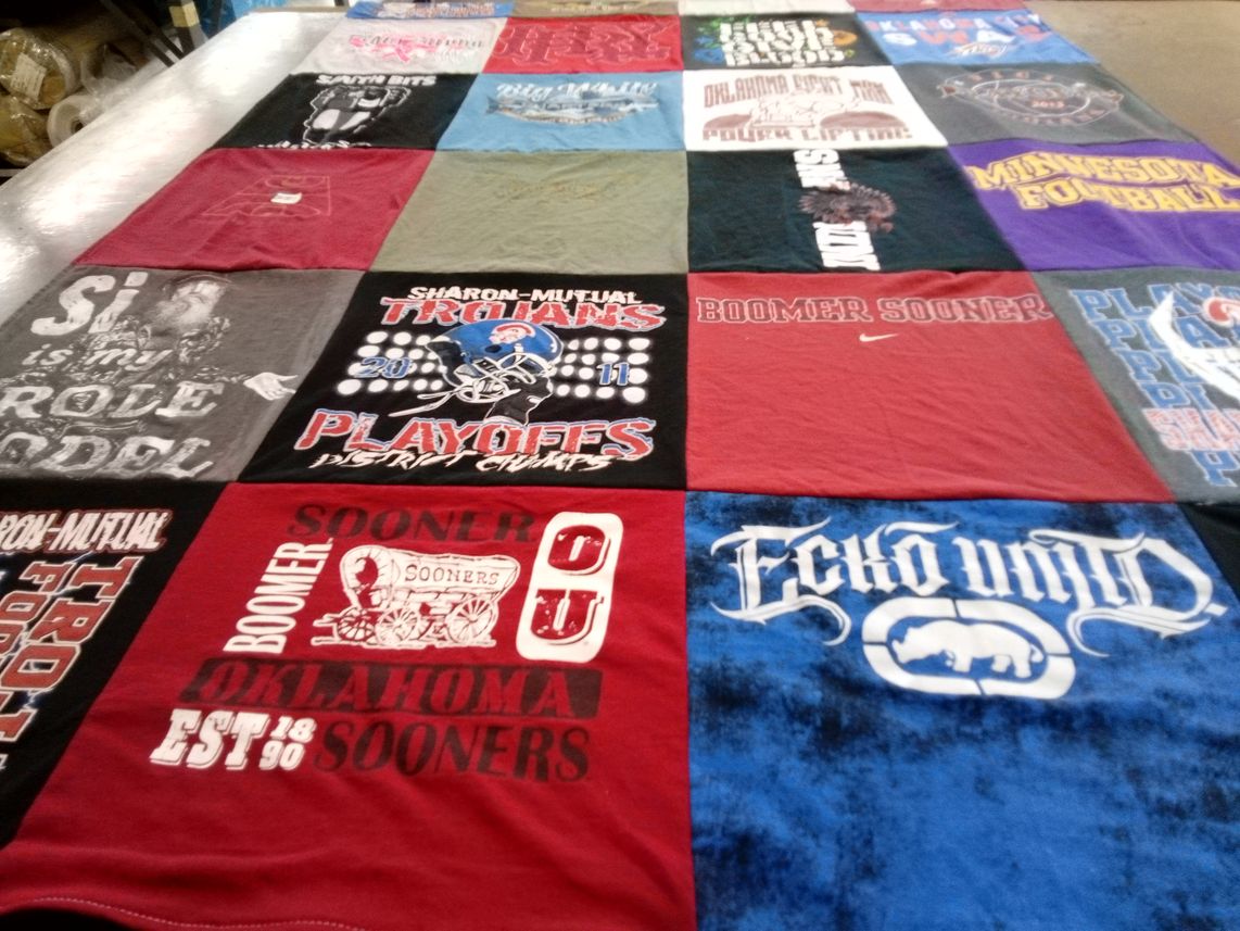 T-shirt quilt featuring oklahoma sooners by Erin from OK