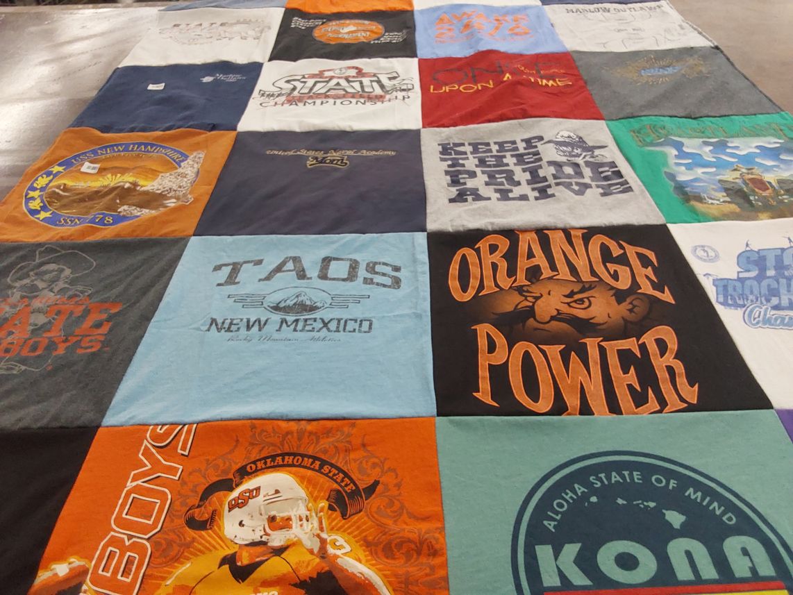 T-shirt quilt from oklahoma state university by Jo from OK