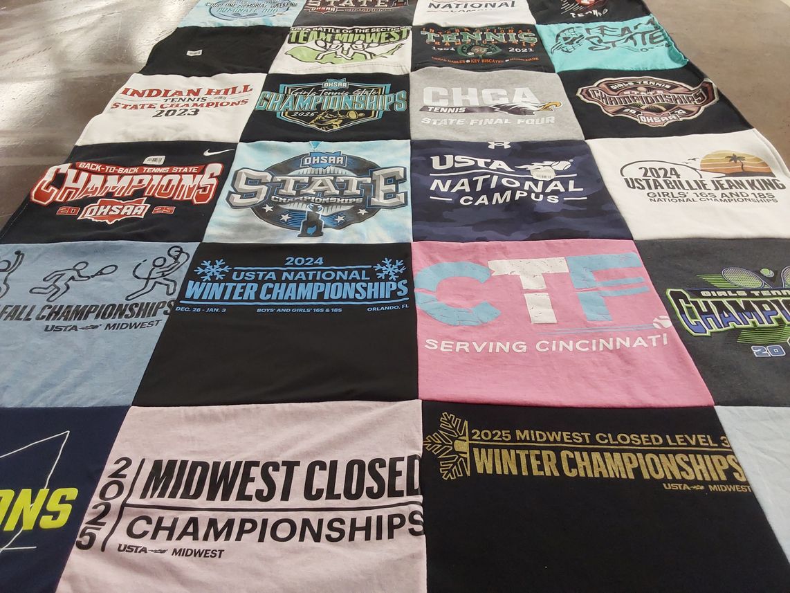 T-shirt quilt featuring indian hill tennis team by Blake from OH