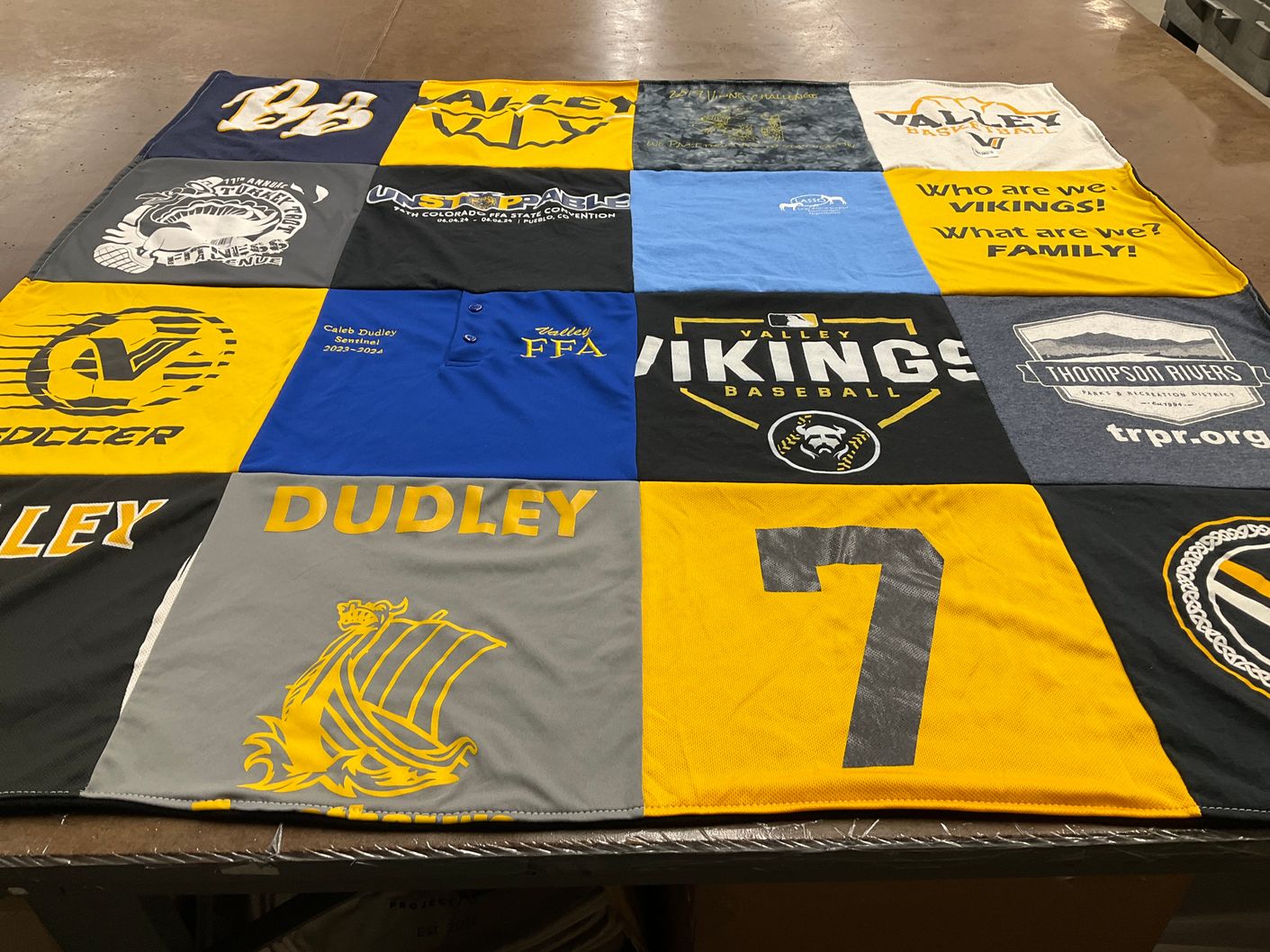 T-shirt quilt featuring valley vikings baseball by Ellie from CO