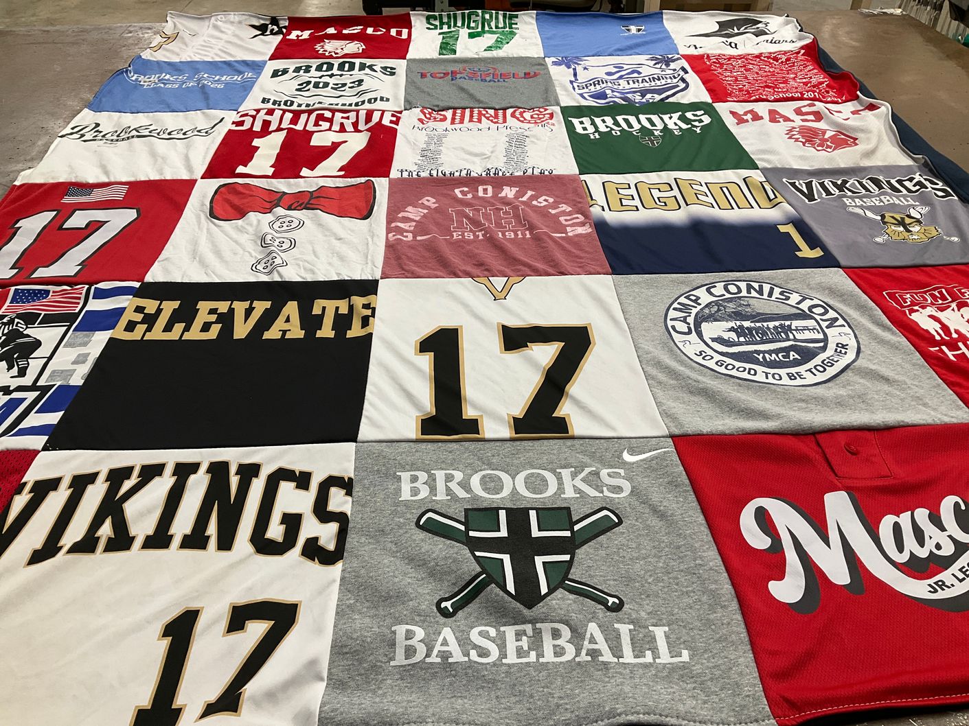 T-shirt quilt featuring brooks baseball, vikings by Carey from MA