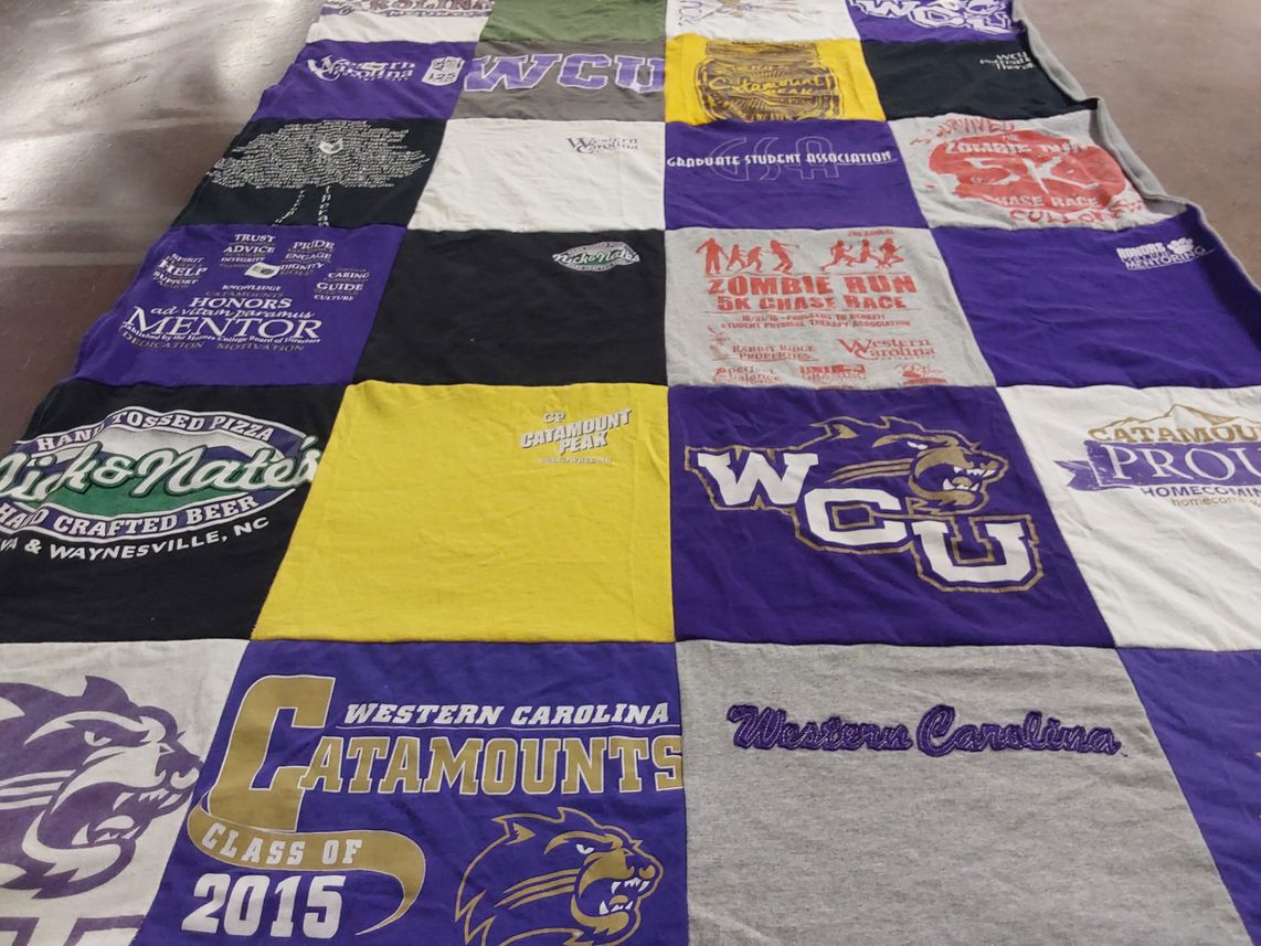 T-shirt quilt featuring western carolina university catamounts by Sarah from NC