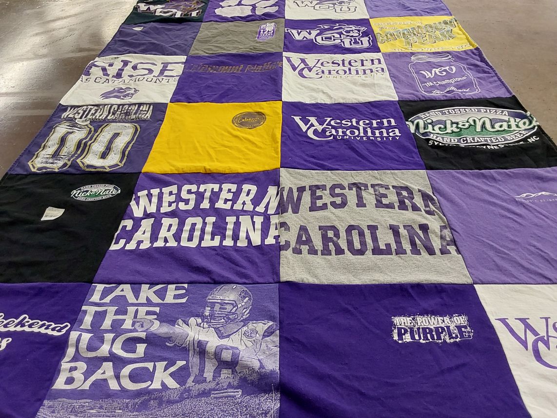 T-shirt quilt featuring western carolina university by Sarah from NC