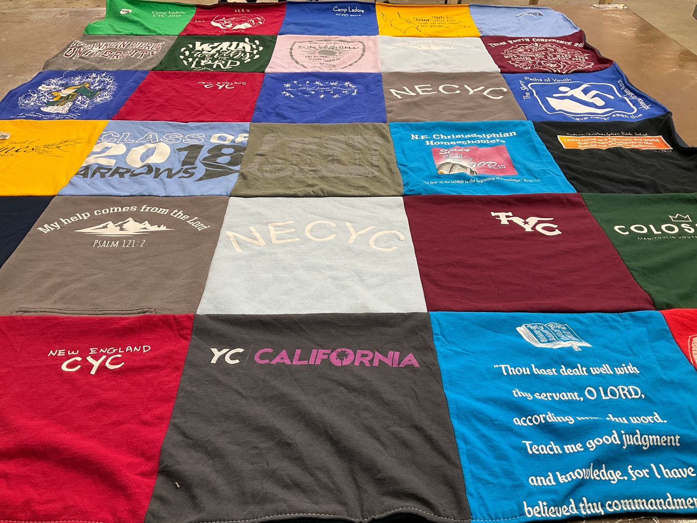 T-shirt quilt from maranatha baptist university by Brietta from CT