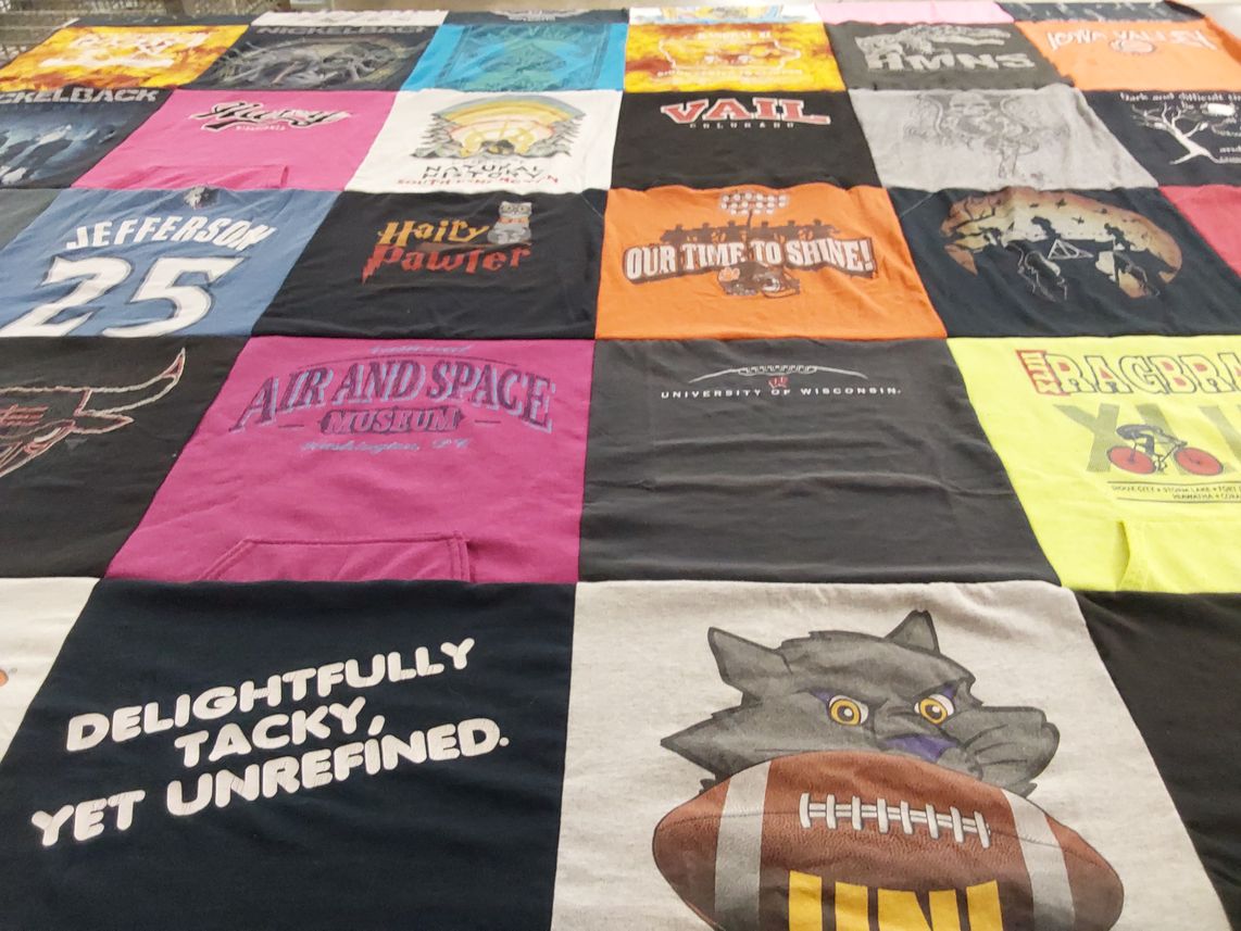 T-shirt quilt from university of wisconsin, university of northern iowa by Victoria from IA