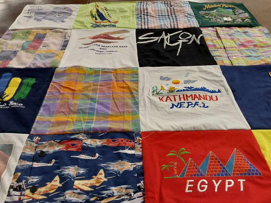 T-shirt quilt with travel, cultural themes by Dawn from TX