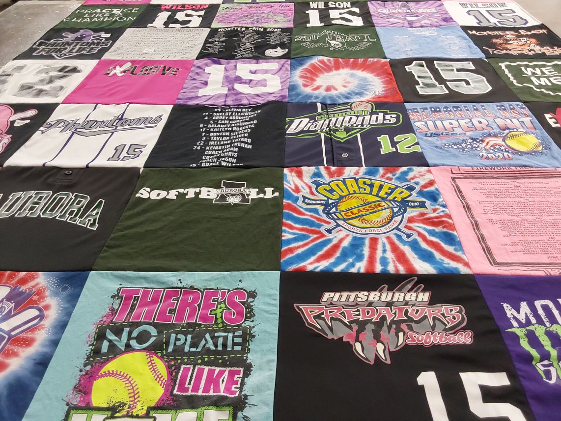 T-shirt quilt featuring pittsburgh predators softball, aurora high school softball by Kristin from OH