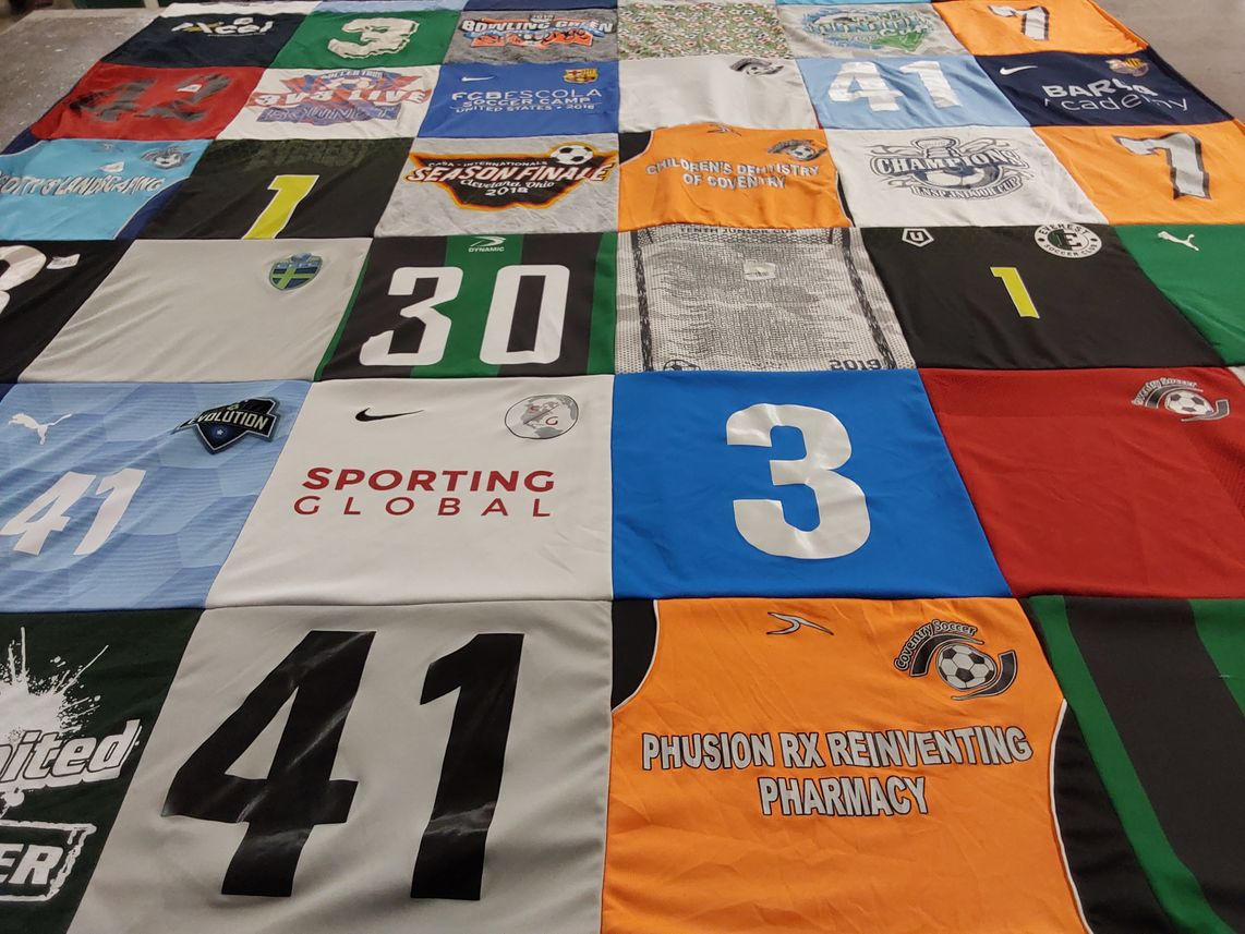 T-shirt quilt featuring coventry soccer by Kristin from OH