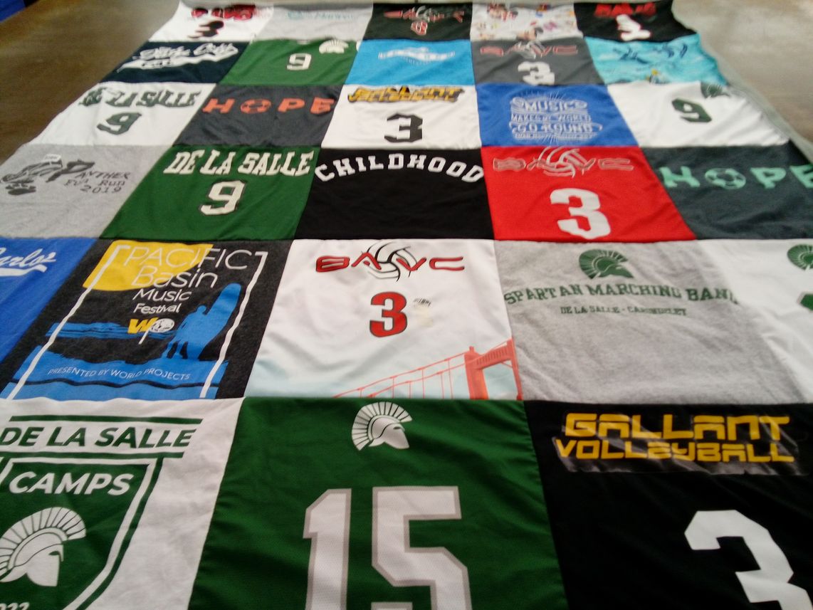 T-shirt quilt featuring de la salle volleyball team by Marie from CA