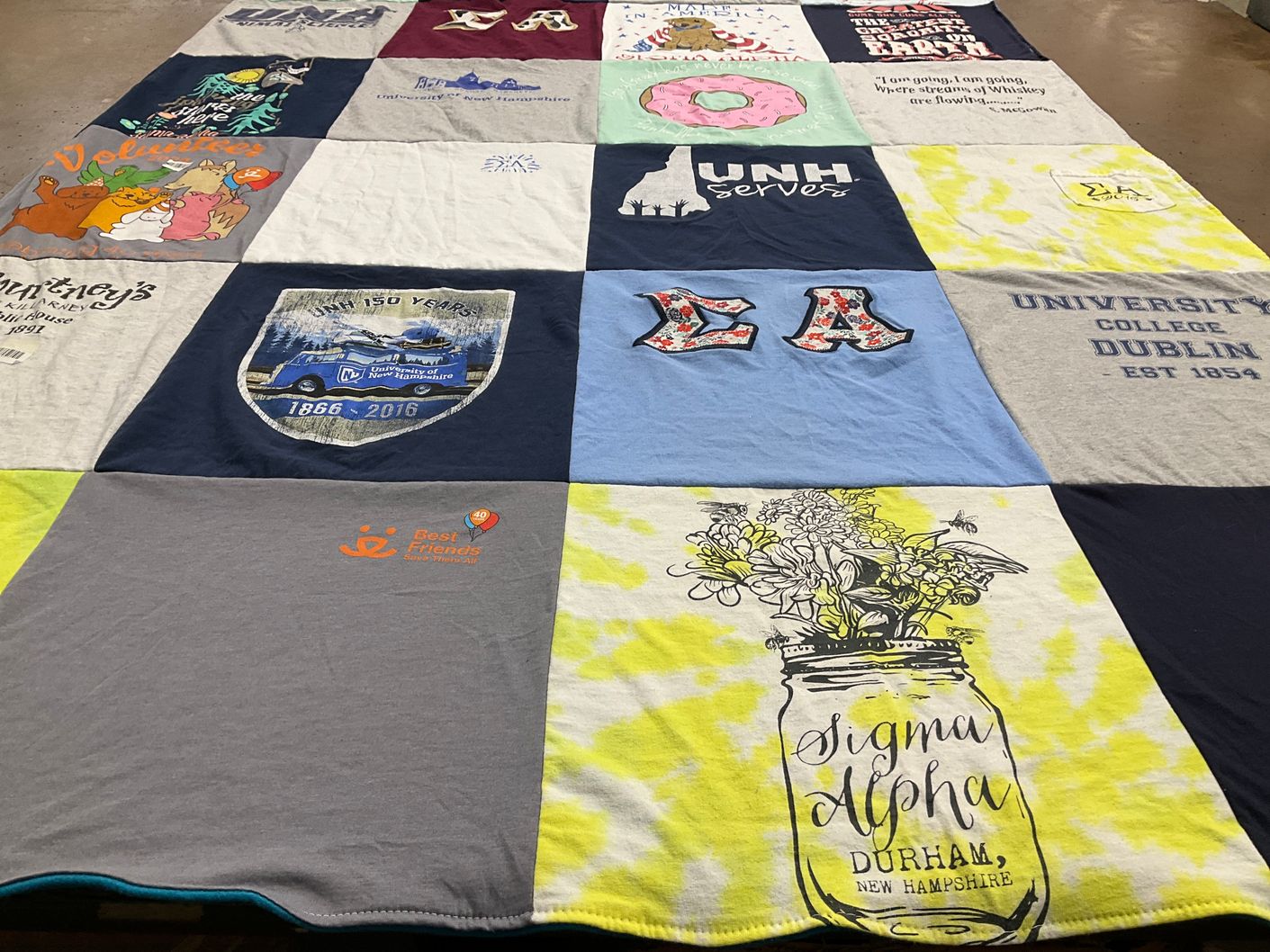 T-shirt quilt from university of new hampshire, university college dublin by Courtney from NH