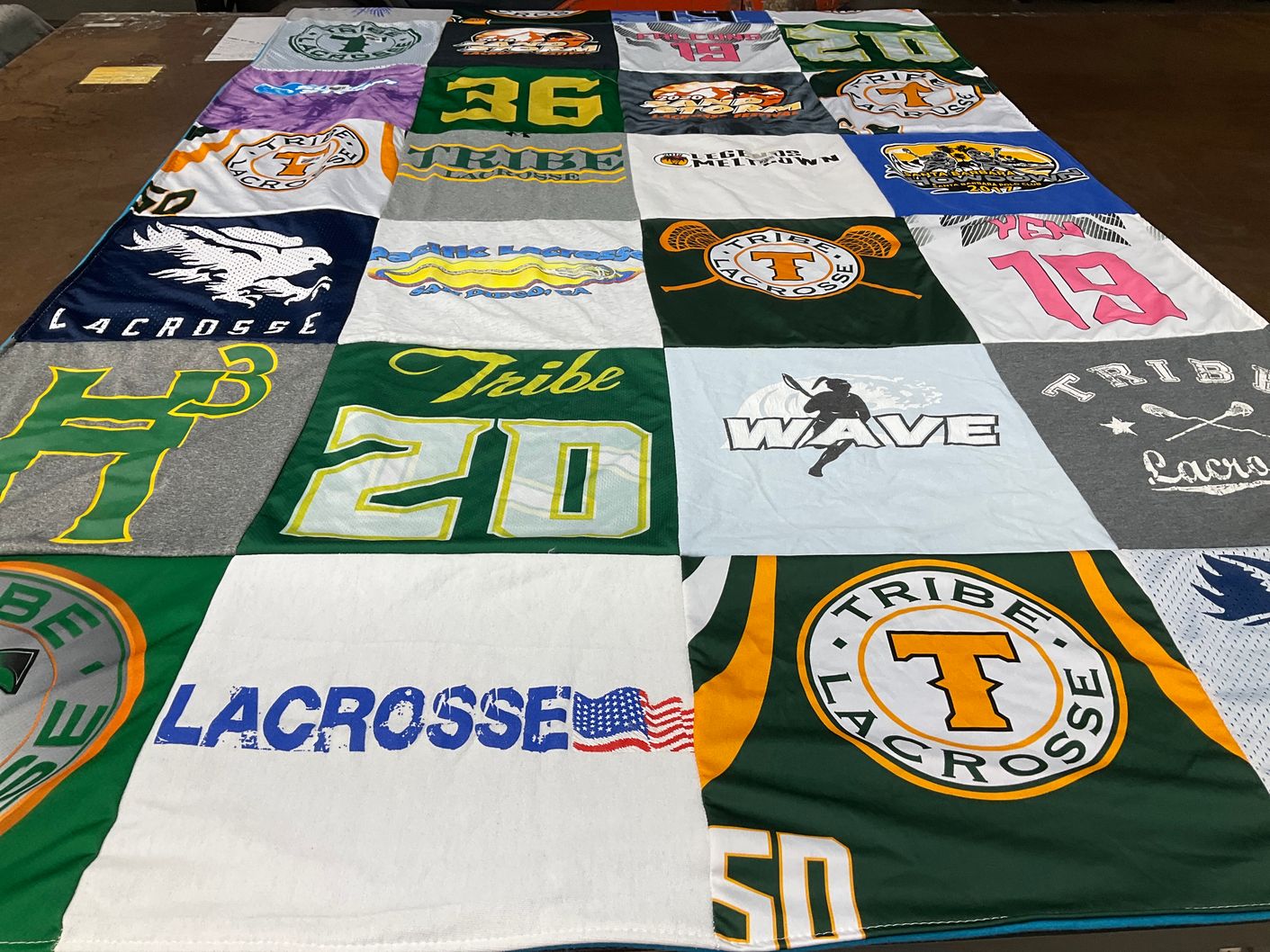 T-shirt quilt featuring tribe lacrosse by Daniel from CA