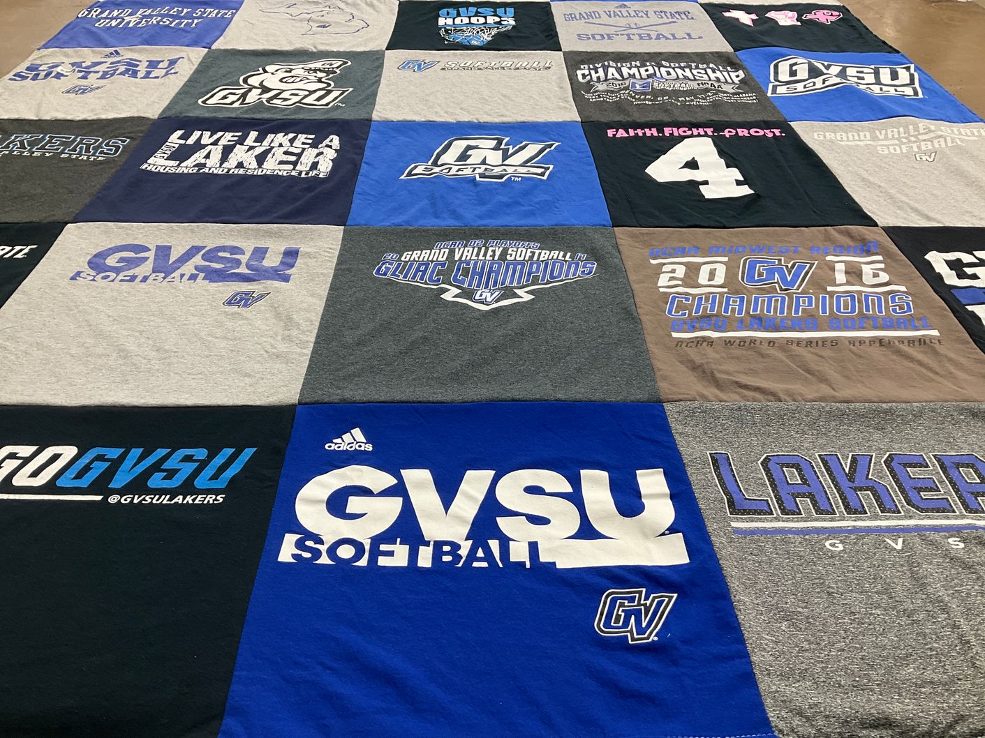 T-shirt quilt featuring gvsu lakers softball by Janelle from IL
