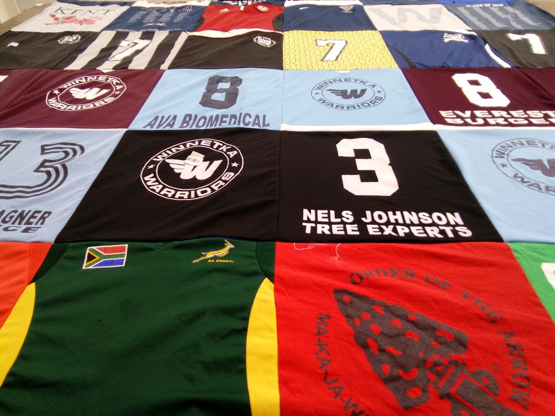 T-shirt quilt featuring winnetka warriors by Anne from IL