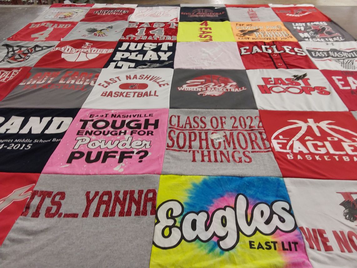 T-shirt quilt featuring lady eagles basketball, east nashville basketball by Sharhonda from TN