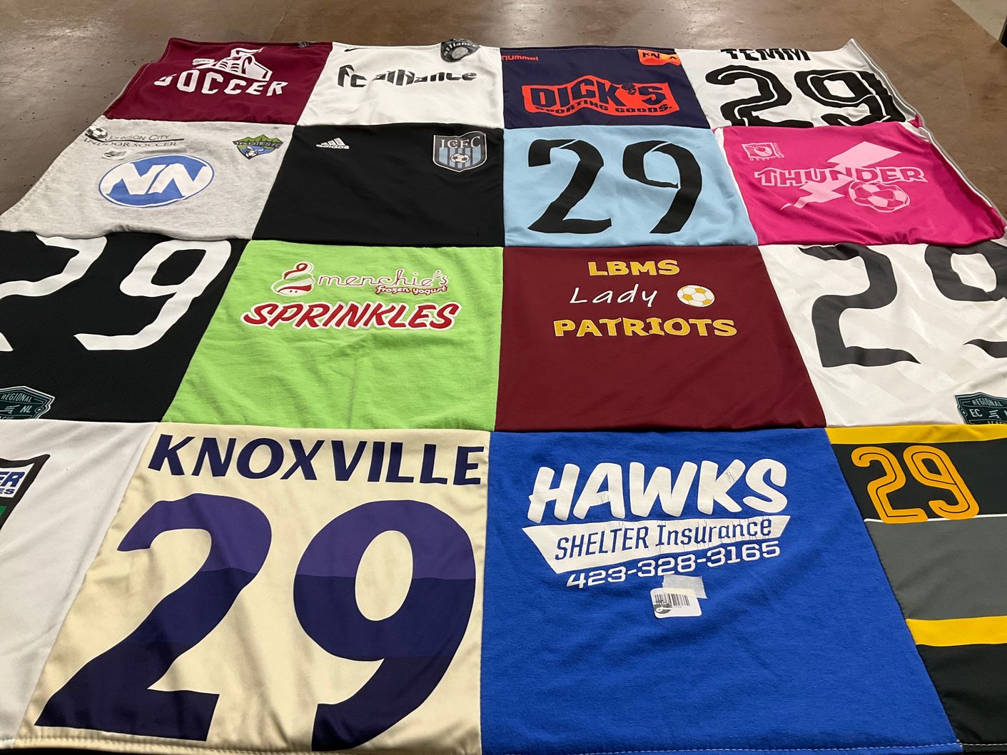T-shirt quilt featuring hawks by Lauren from TN