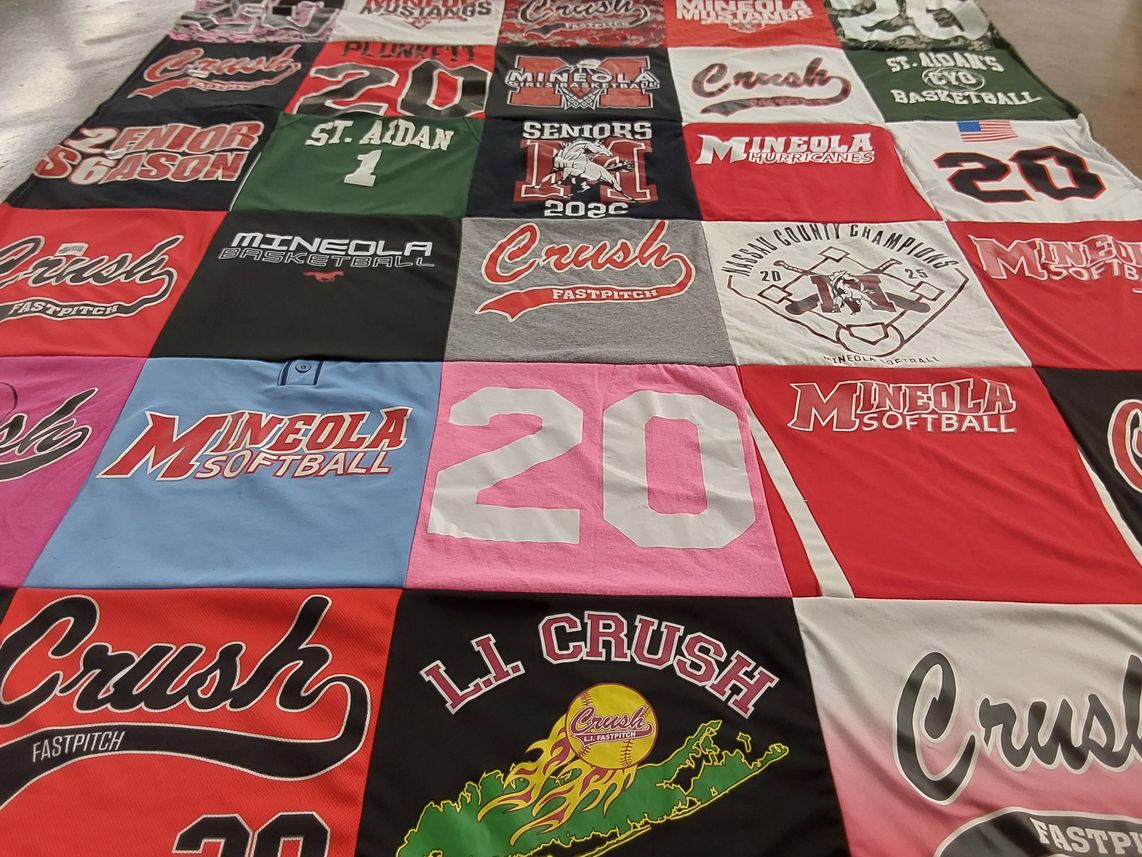 T-shirt quilt featuring mineola softball, l.i. crush by Ellen from NY