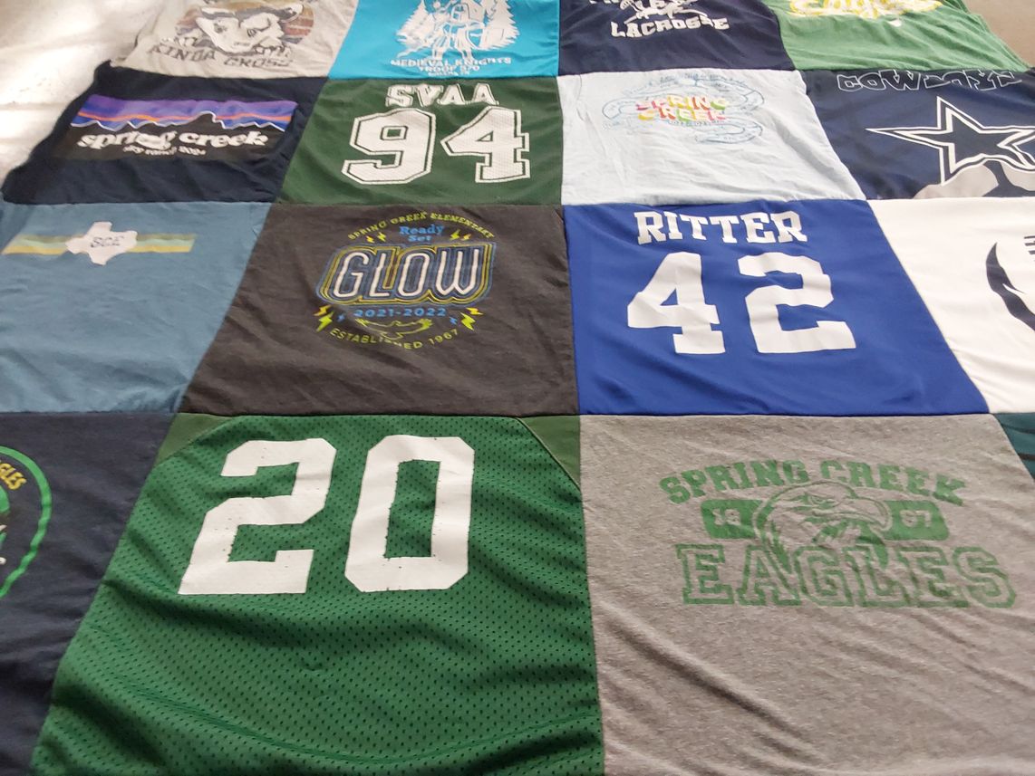 T-shirt quilt featuring spring creek eagles by Lillie from TX