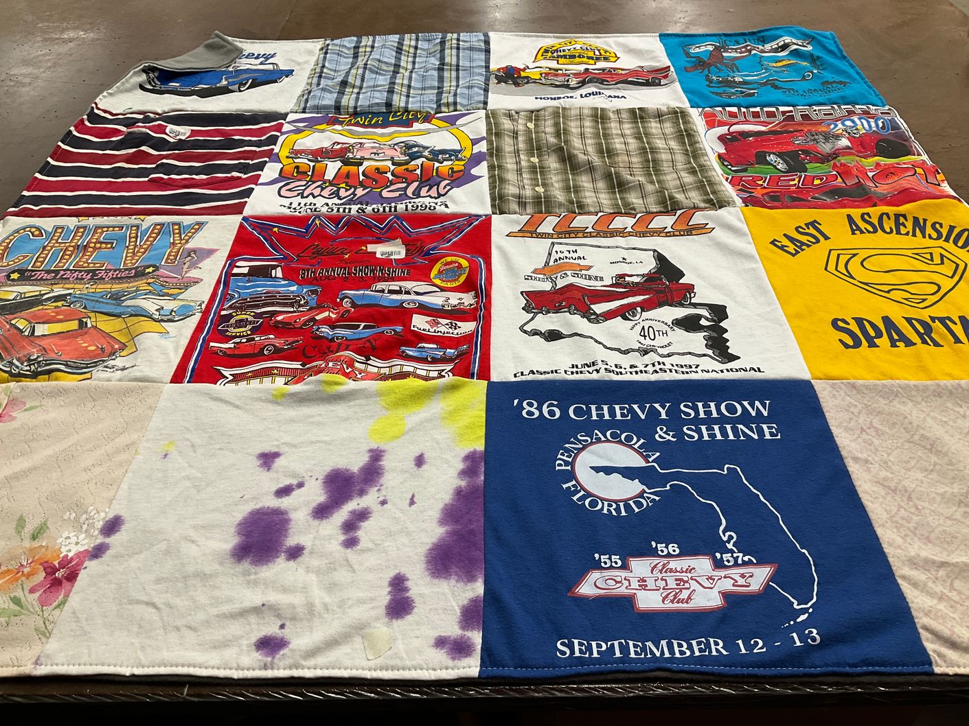 T-shirt quilt with cars, car shows themes by john from LA