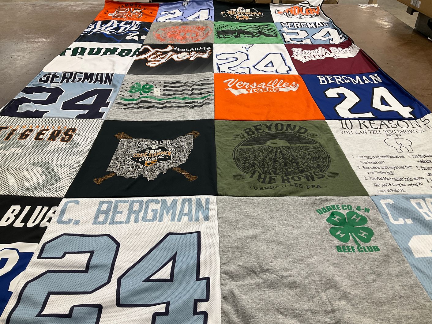 T-shirt quilt featuring versailles tigers by Tia from OH