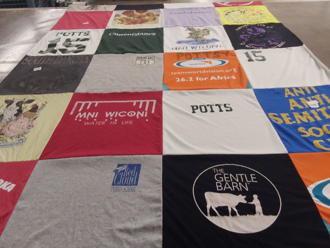 T-shirt quilt from red cloud indian school by Barb from MO