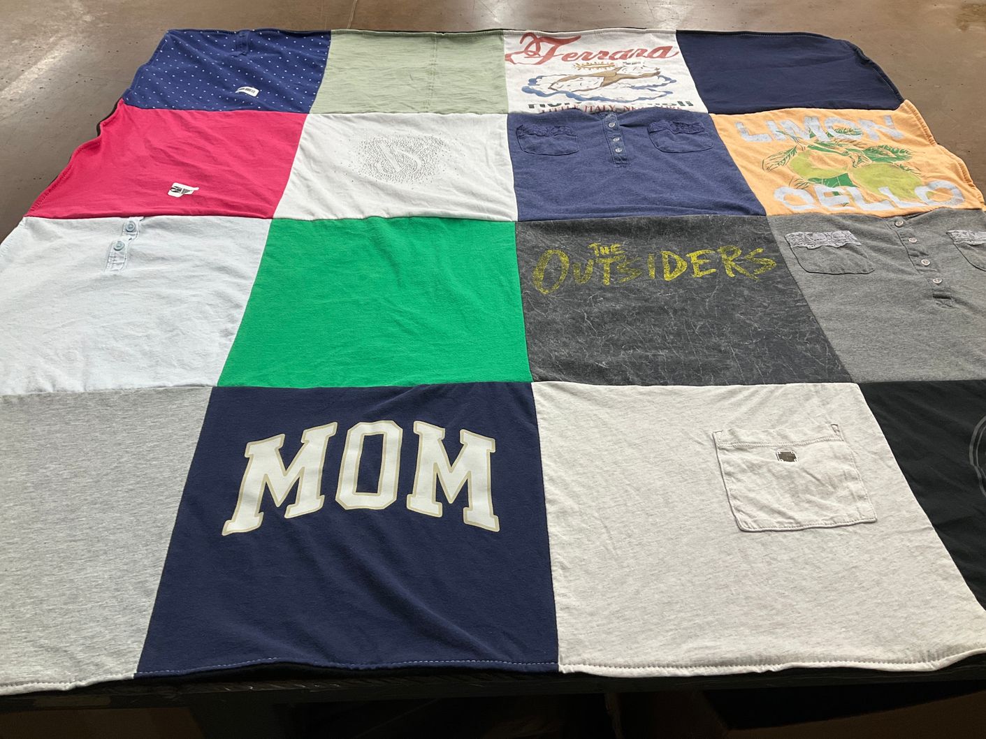 T-shirt quilt with reading, family themes by Shirley from NY