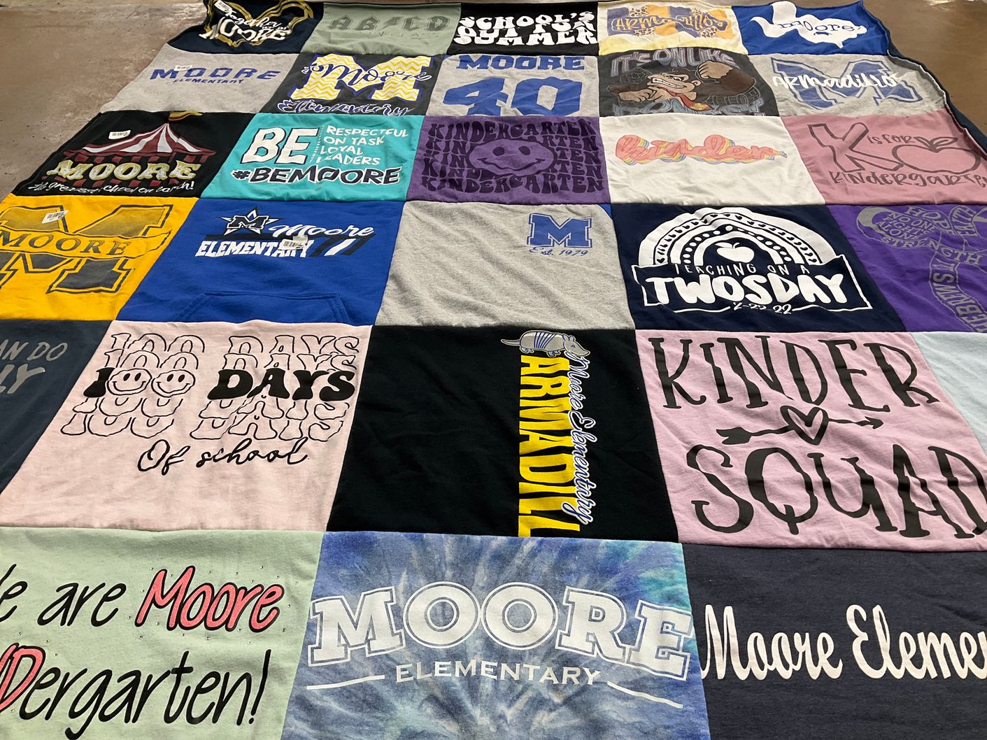 T-shirt quilt from moore elementary school by Holli from TX