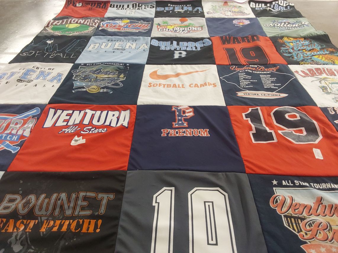 T-shirt quilt featuring ventura all-stars, buenaventura bulldogs softball by Rocio from CA