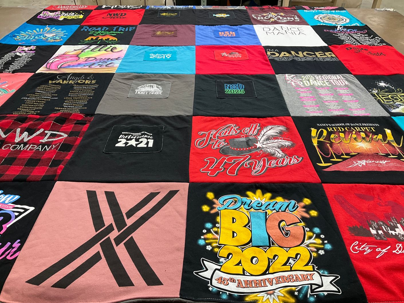 T-shirt quilt from nancy's school of dance by Susan from MS