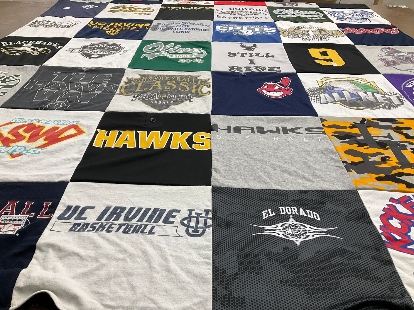 T-shirt quilt featuring blackhawks, hawks baseball by Stefanie from CA