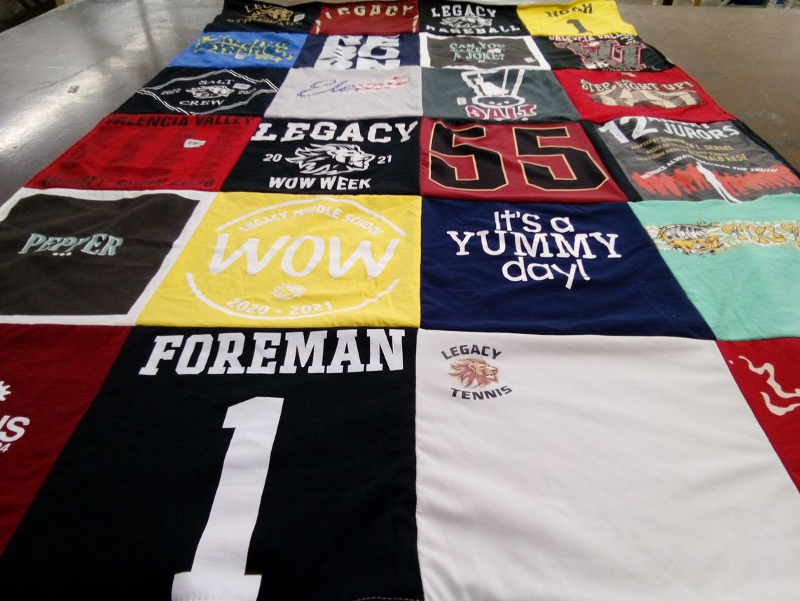 T-shirt quilt from legacy middle school by Sarah from CA