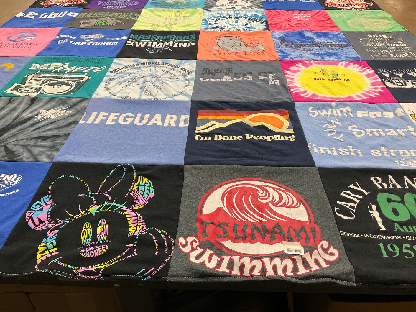 T-shirt quilt featuring massaponax swimming by Suzanne from VA