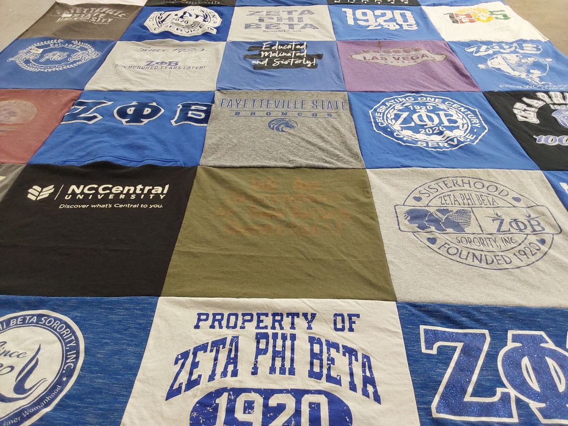 T-shirt quilt from north carolina central university, fayetteville state university by Mailan from NC