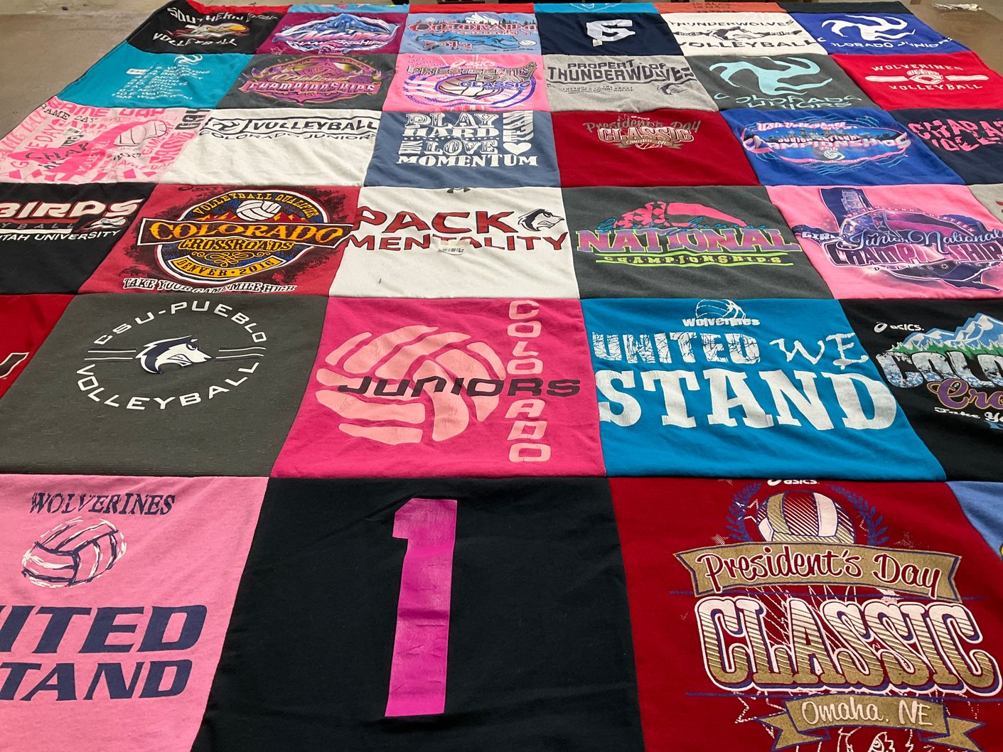 T-shirt quilt featuring colorado state university pueblo volleyball, utah valley university volleyball by Lori from CO