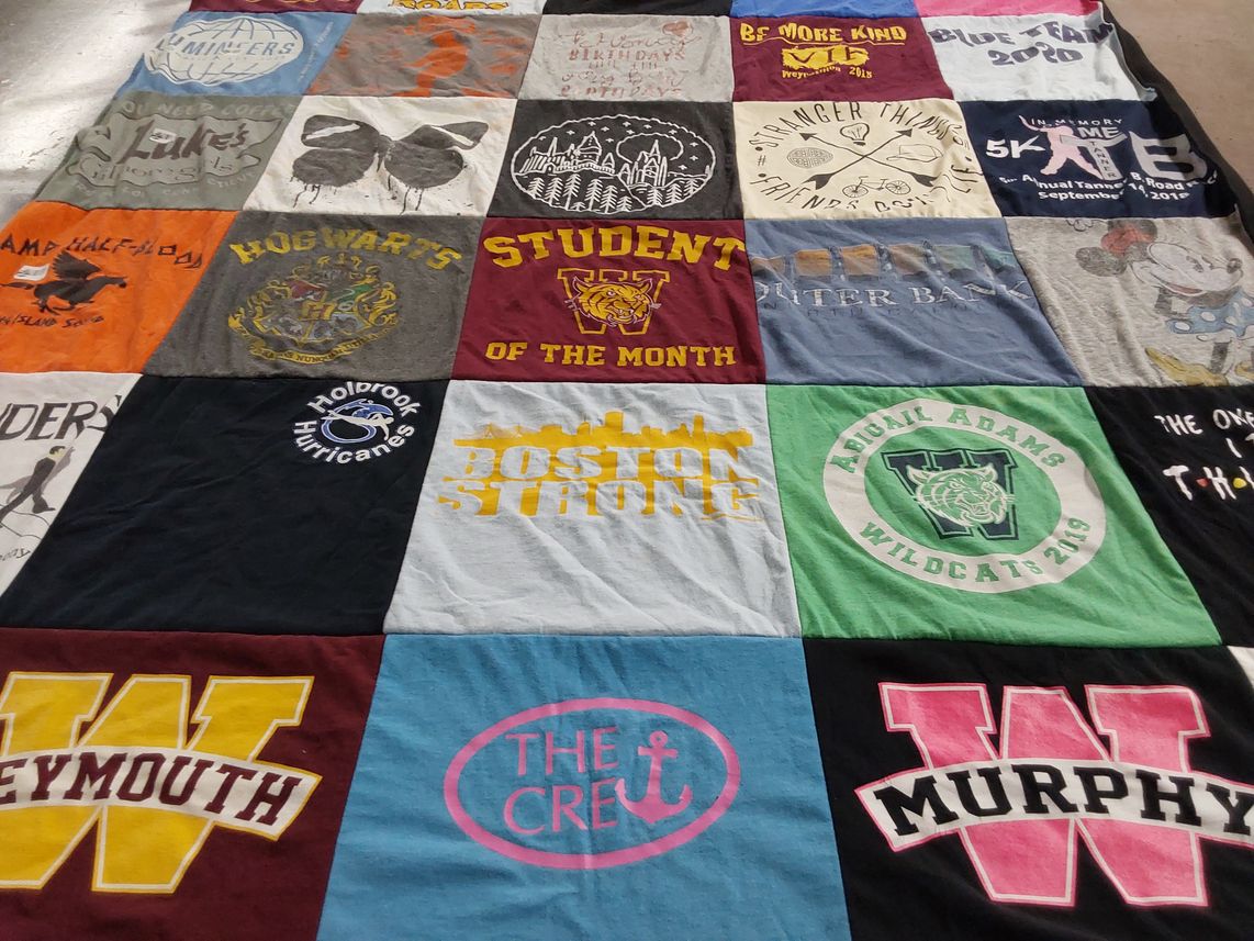 T-shirt quilt featuring holbrook hurricanes, abigail adams wildcats by Cheryl from MA