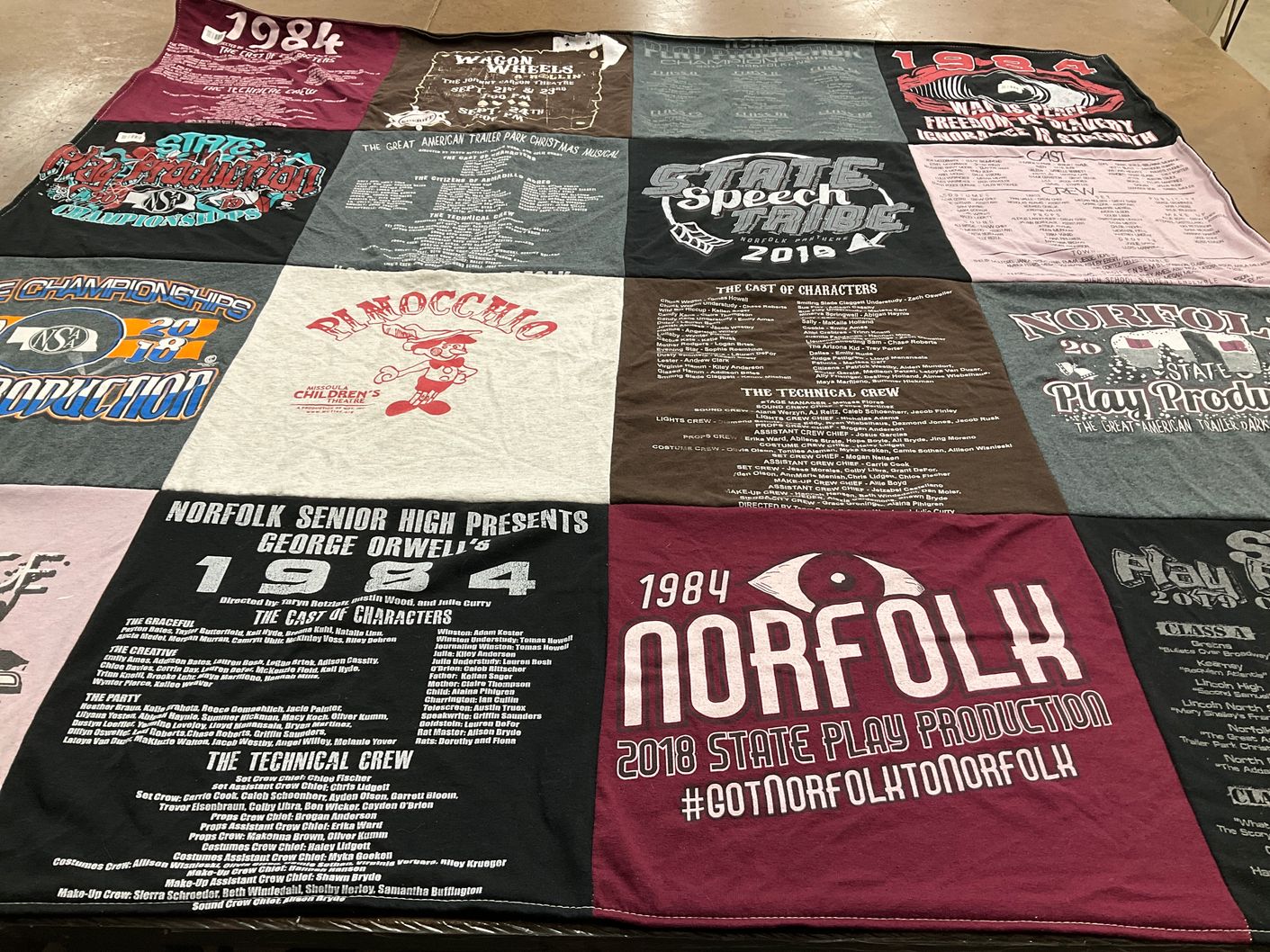 T-shirt quilt from norfolk senior high school by Margaret from NE