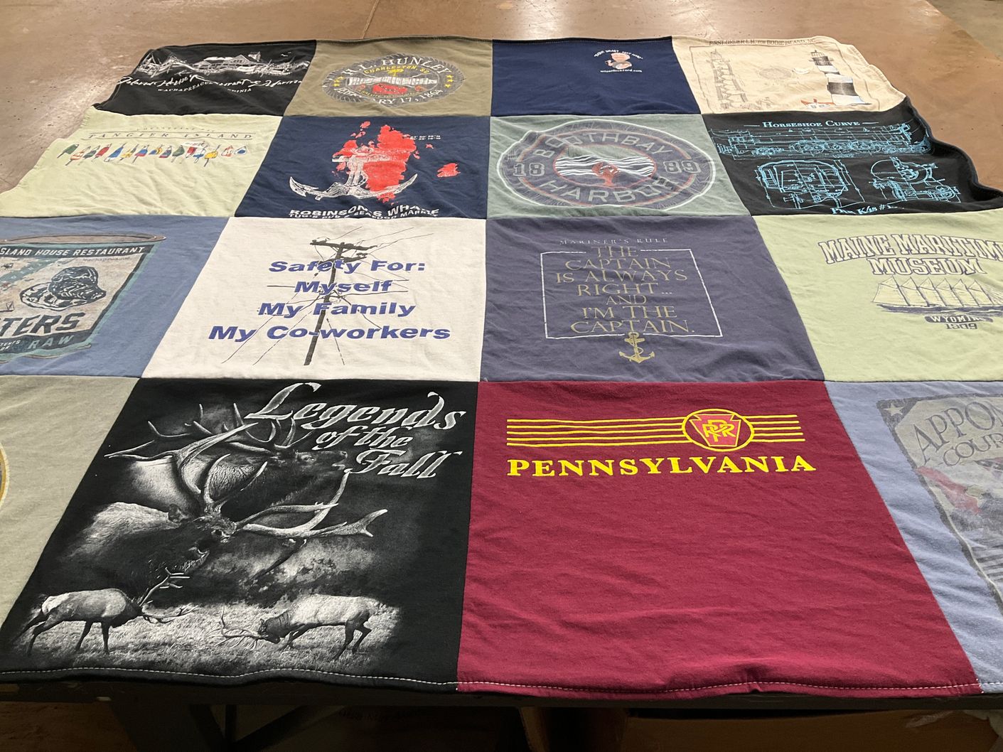T-shirt quilt with cooking, sailing themes by Cheryl from PA