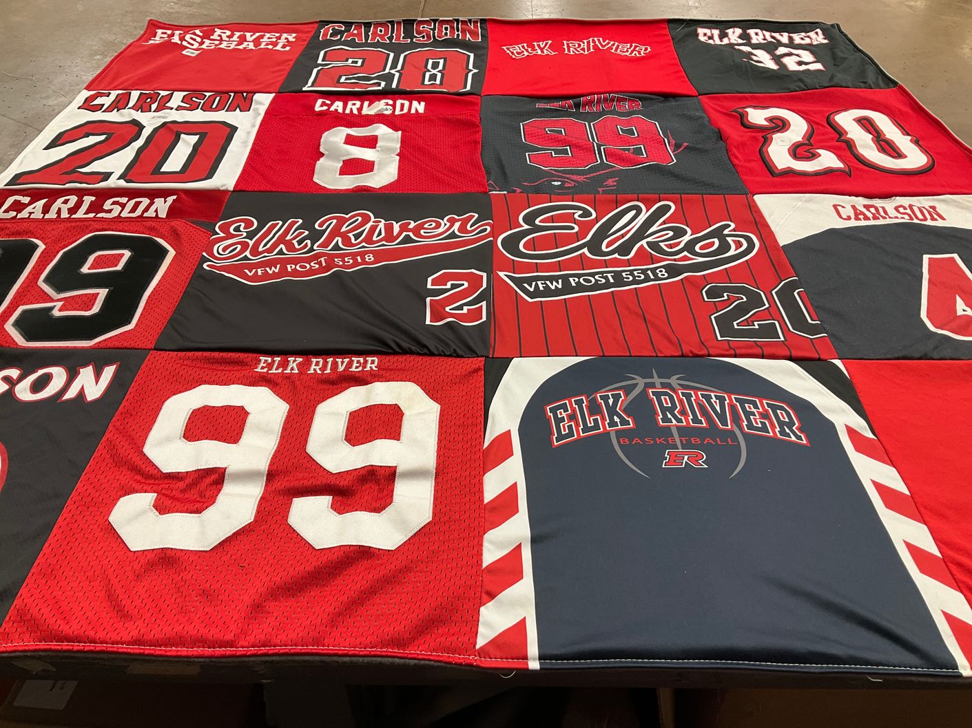 T-shirt quilt featuring elk river basketball by Carla from MN