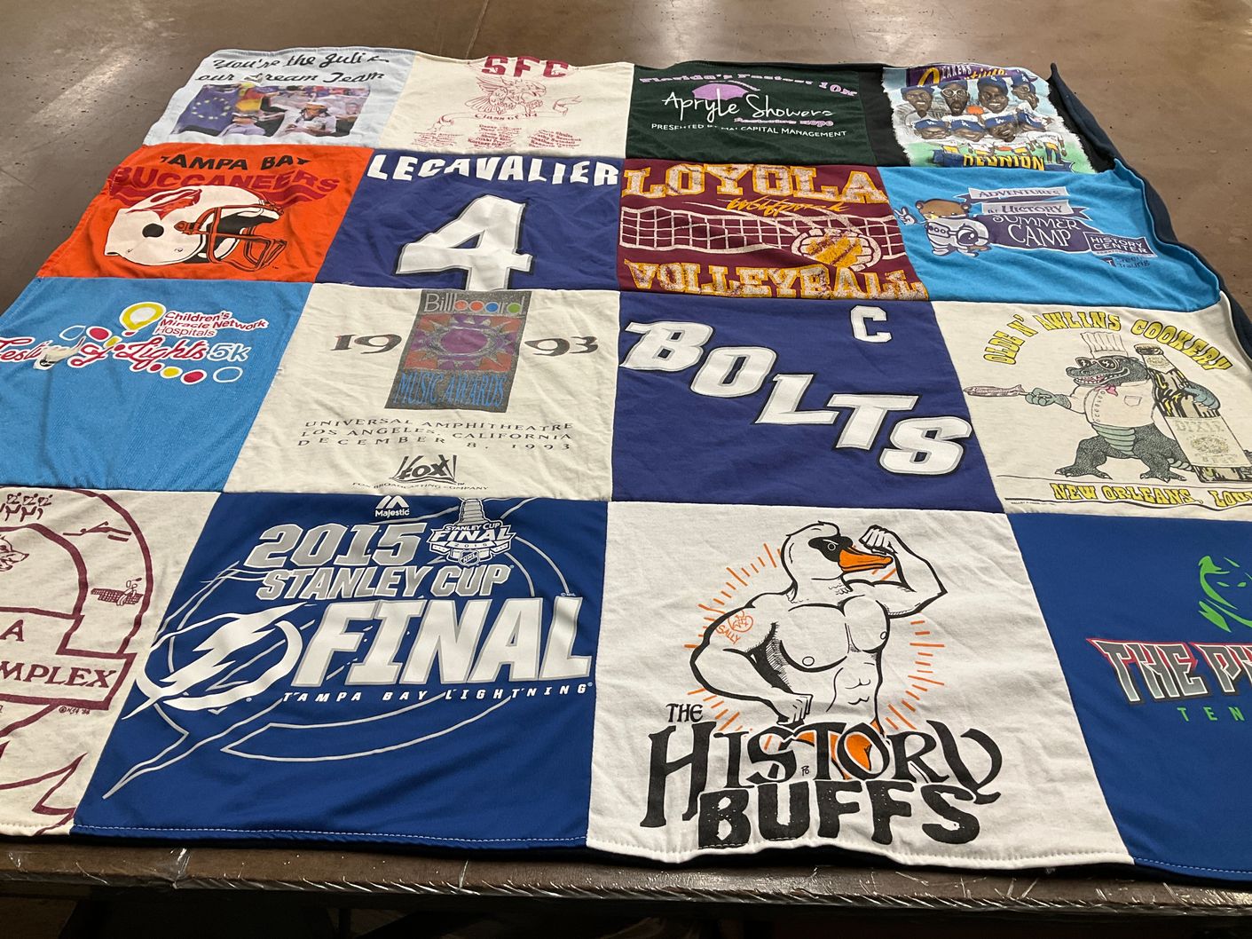 T-shirt quilt featuring tampa bay buccaneers, tampa bay lightning by Travis from FL
