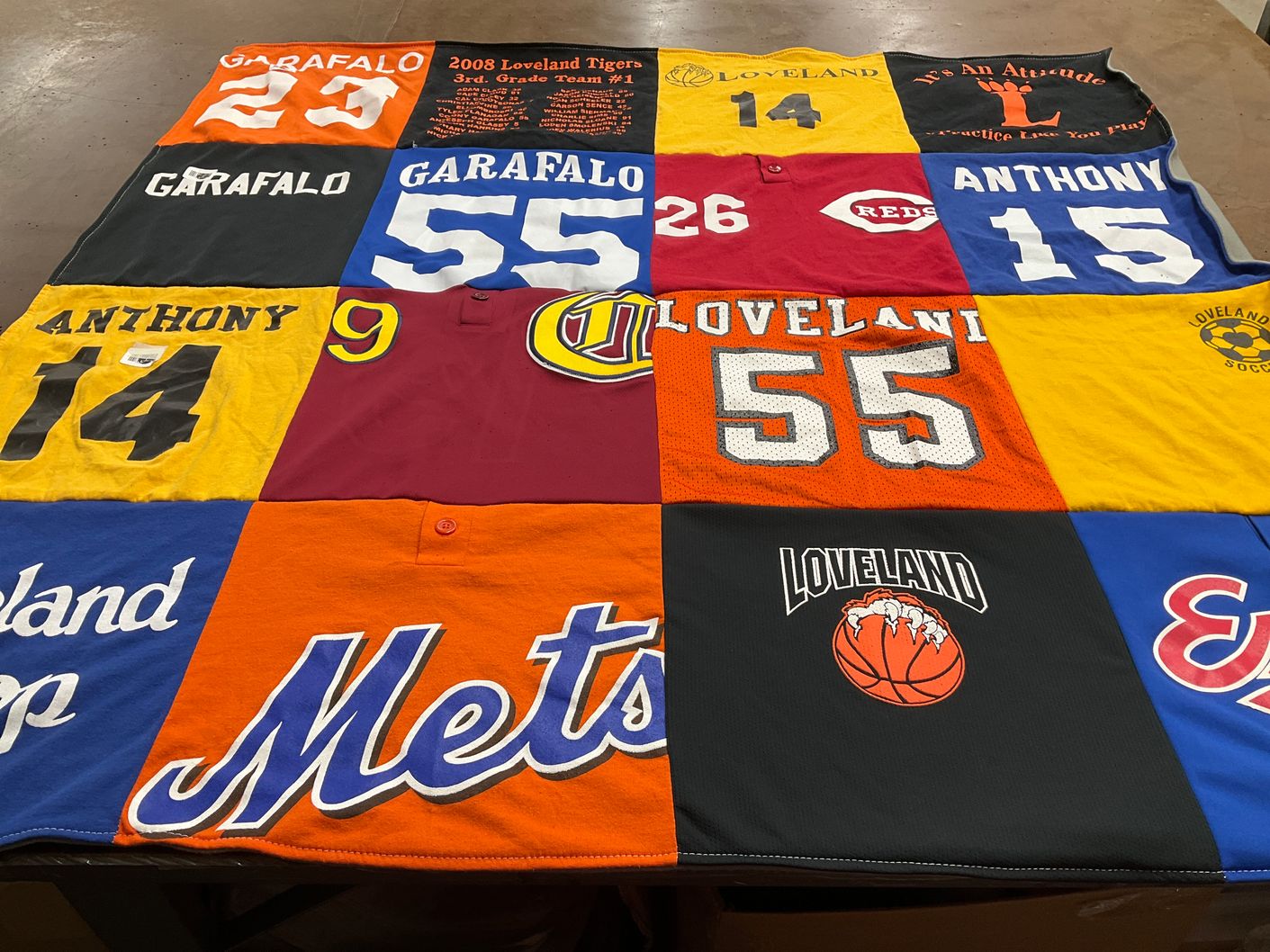 T-shirt quilt featuring loveland tigers by Connie from OH