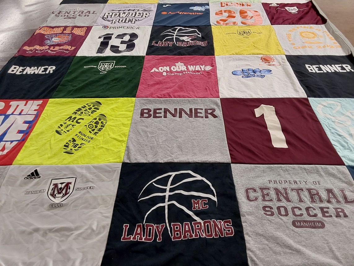 T-shirt quilt featuring manheim central soccer, benner club by Amy from PA