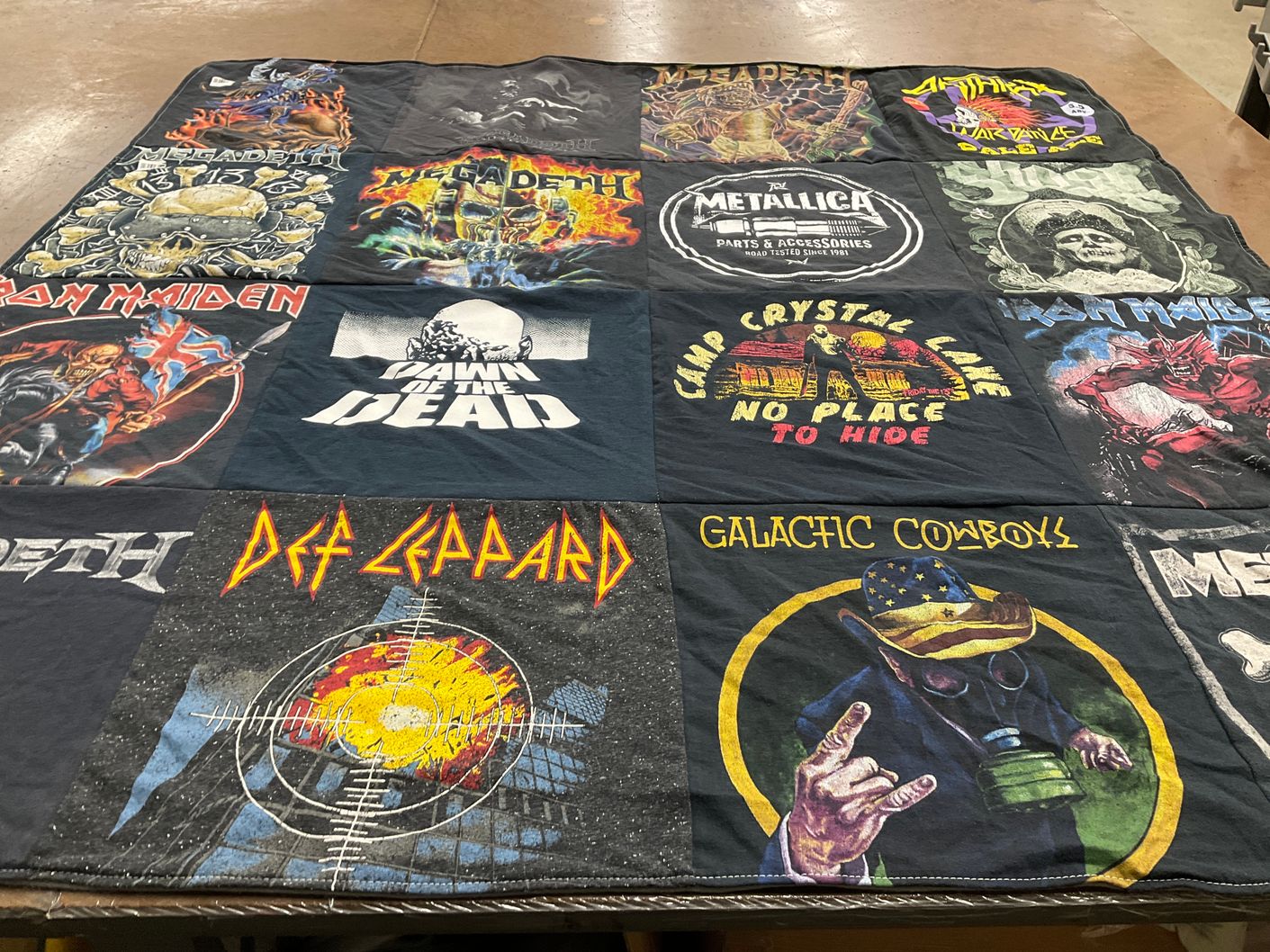 T-shirt quilt with music, heavy metal themes by Michael from TX
