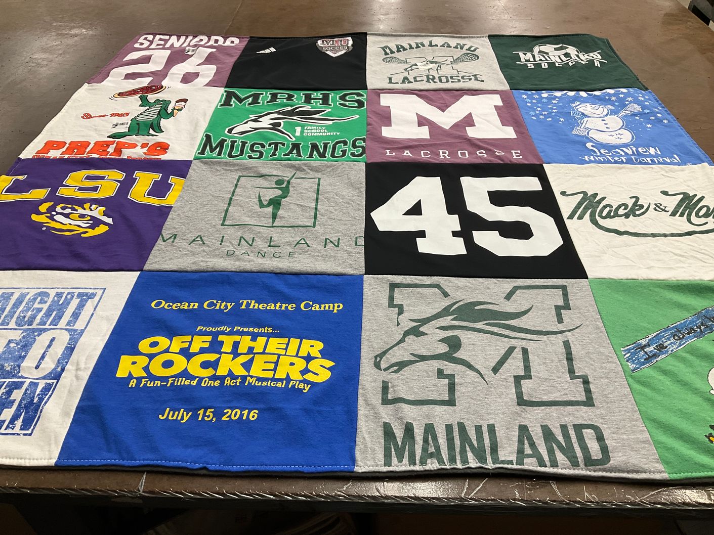 T-shirt quilt featuring mainland mustangs by Denise from NJ