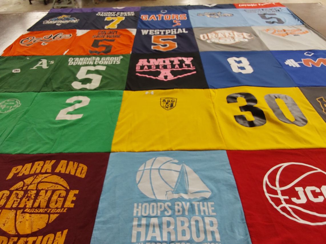 T-shirt quilt from amity high school by Carol from CT