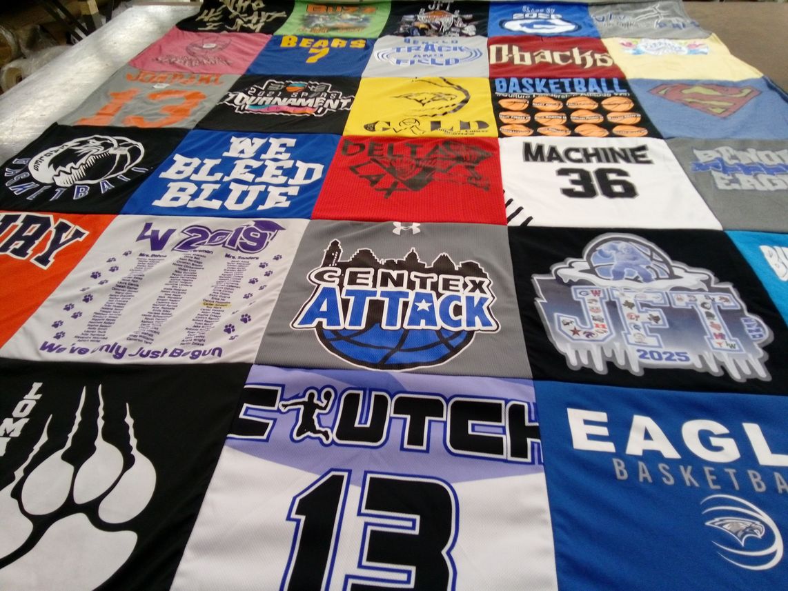 T-shirt quilt featuring eagle basketball, centex attack by Sarah from TX